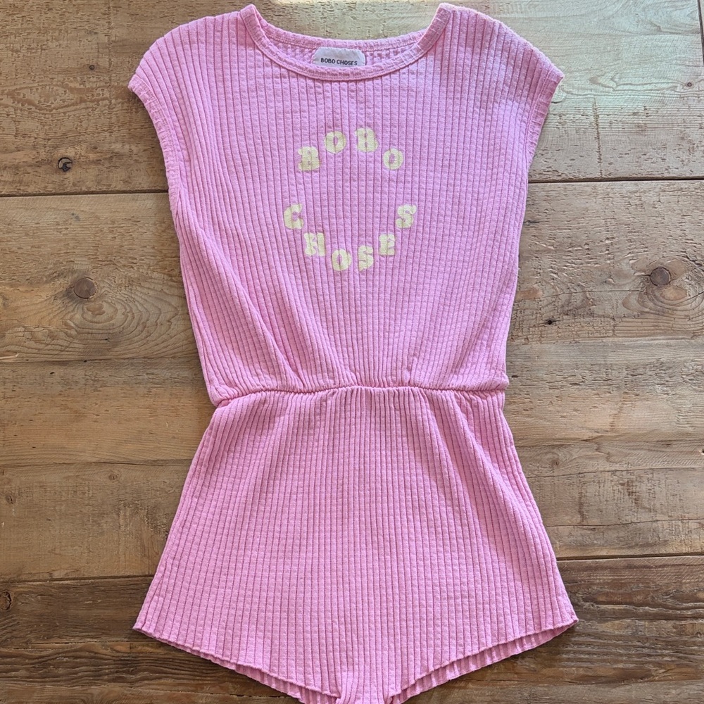 Bobo Choses Pink Ribbed Romper